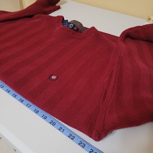 Chaps Ralph Lauren Burgundy‎ Sweater L/G 100% Cotton Office Preppy Dadcore - Picture 5 of 9